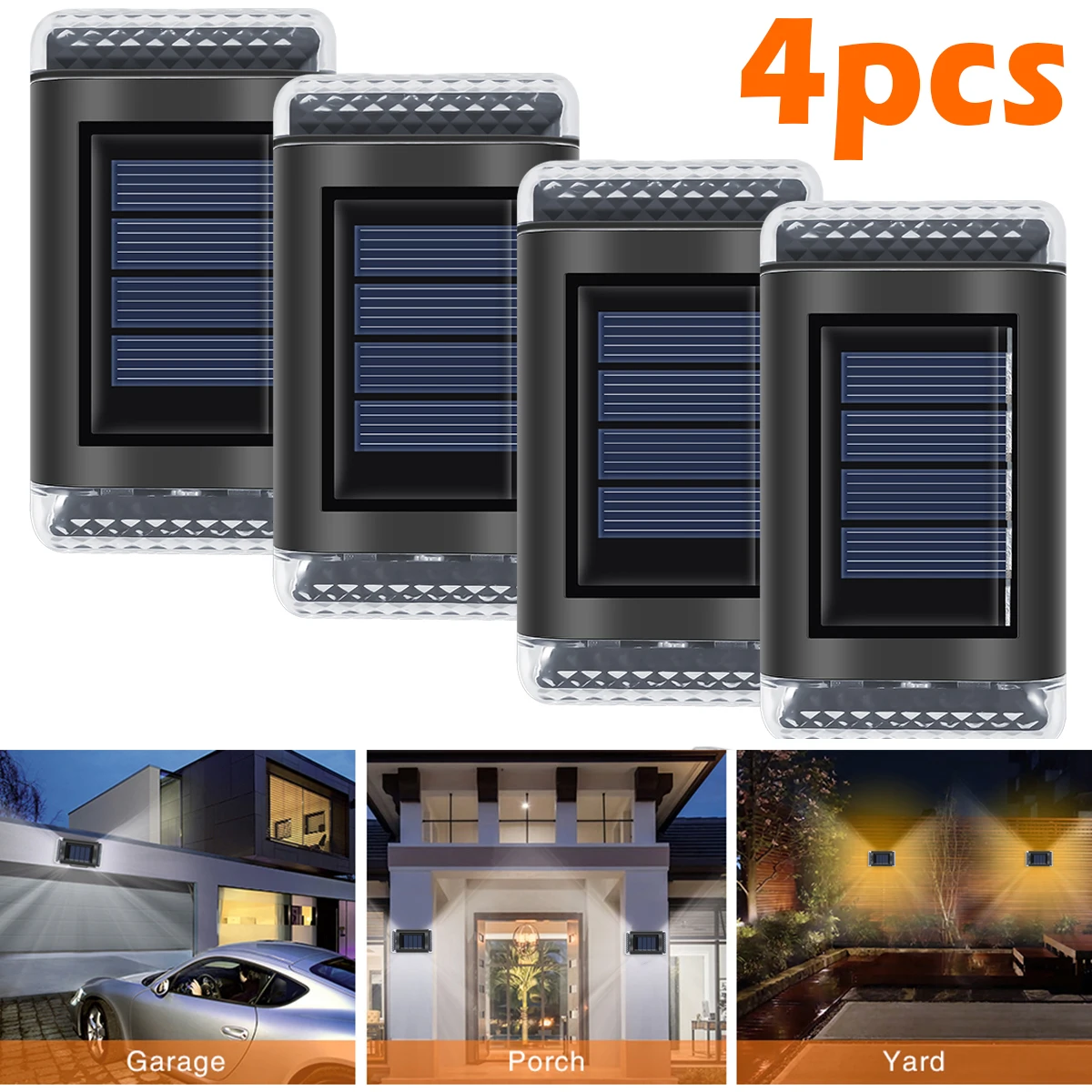 

Solar LED Light 4pcs Solar Up and Down Light for Outdoor LED Solar Wall Light Auto ON/OFF Solar Fence Light IP55 Waterproof