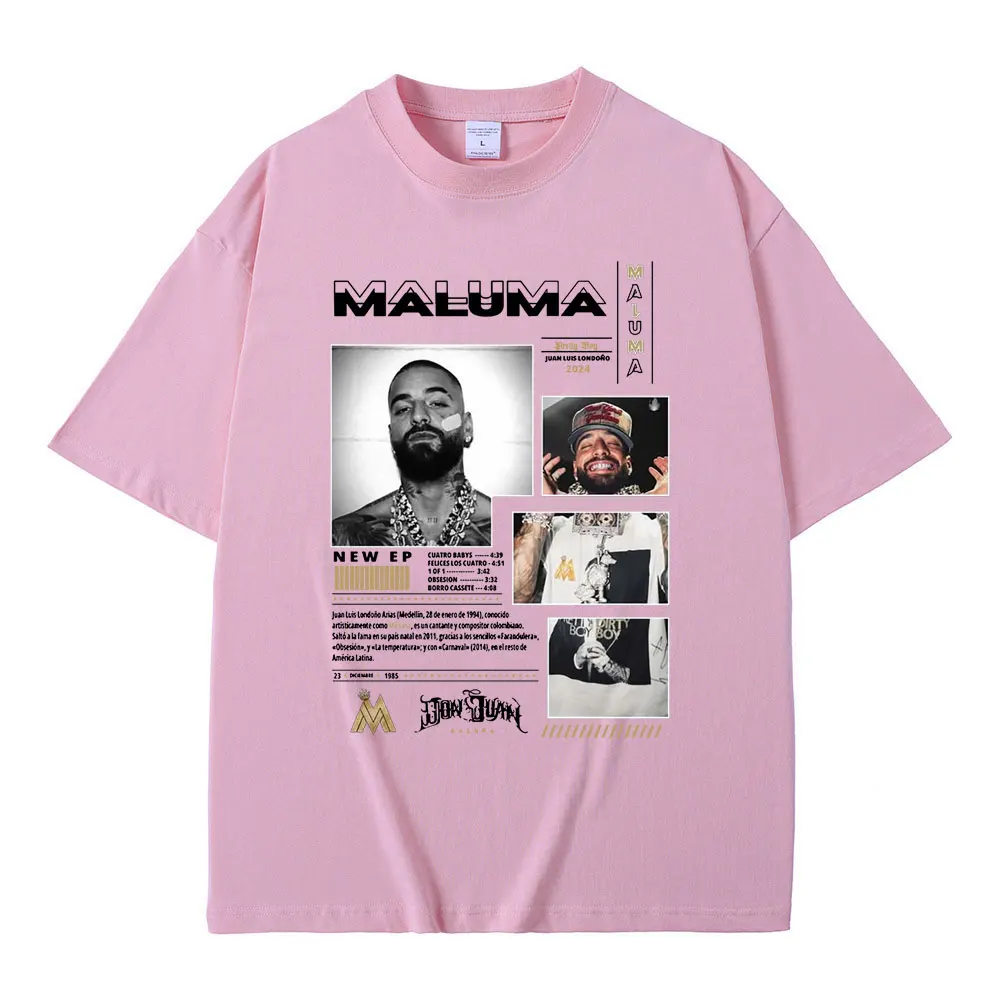 Фото Футболки с обложкой музыкального альбома Singer Maluma для мужчин и женщин, повседневная хлопковая футболка, мужские модные футболки большого размера в стиле хип-хоп, рэп, уличная одежда №5