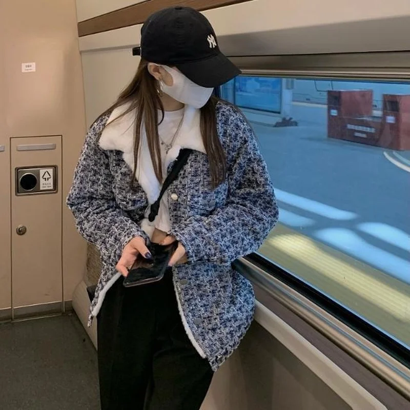 Corduroy Winter Coat Women Puffer Jacket Winter New Korean Style Long Ladies Over-the-knee Cotton Padded Jacket Keep Warm