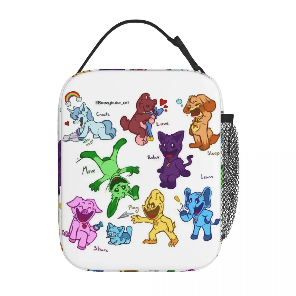 Изолированная сумка для ланча с улыбающимися котами и собаками офиса хранения