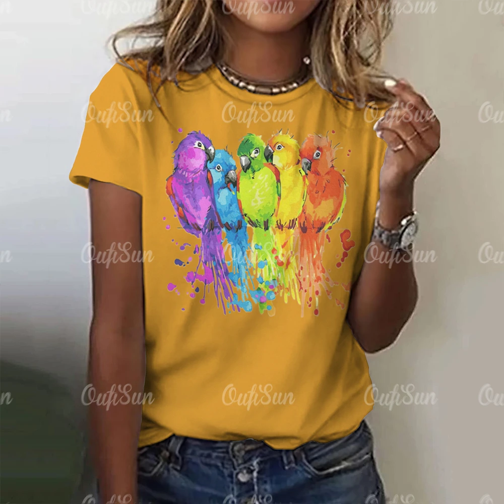 

Womens Tshirts 3d Print Summer Fashion Tees Female Casual Short Sleeve Blouse Aesthetic Design Bird Graphic Clothing For Girls