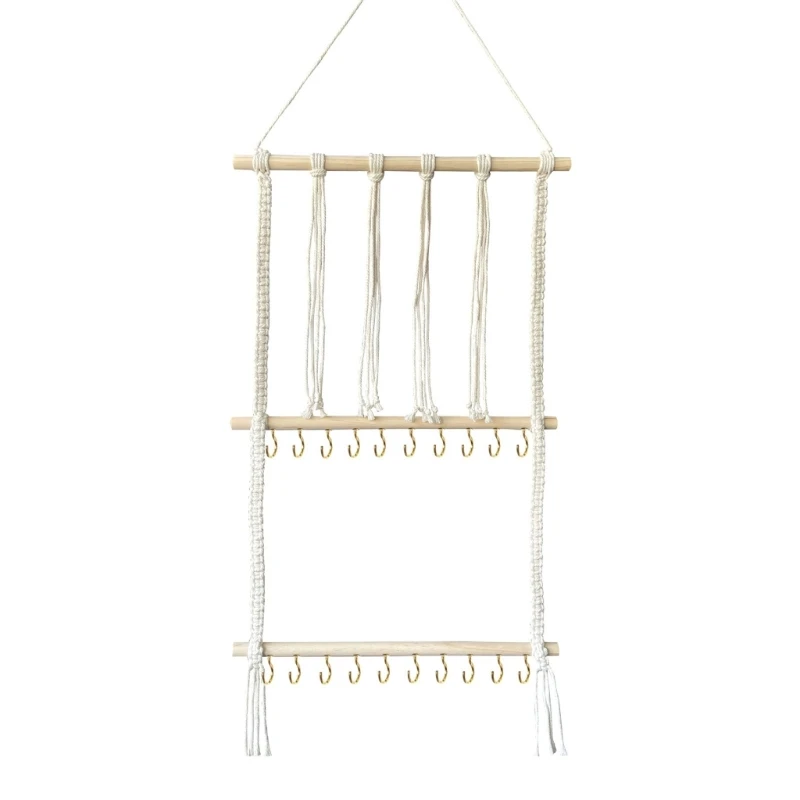 

Hair Clip Organizer Rack Wall Fringe Tapestry for Kid Room - Wooded Hairpins Storage Holder with Lovely Tassel Detail