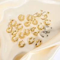 2022 ins stainless steel geometric earrings for women girls gold color metal twist statement hoop earrings waterproof jewelry