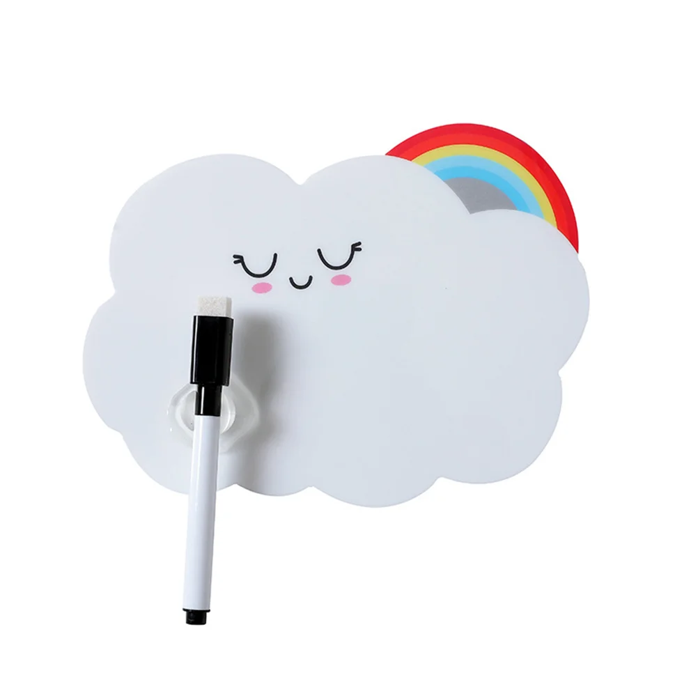 

1 pc Fridge Reminder with Pen Erasable Rainbow Cloud Small Whiteboard Sheet Message Board Sticker for Restaurant Cafe Home