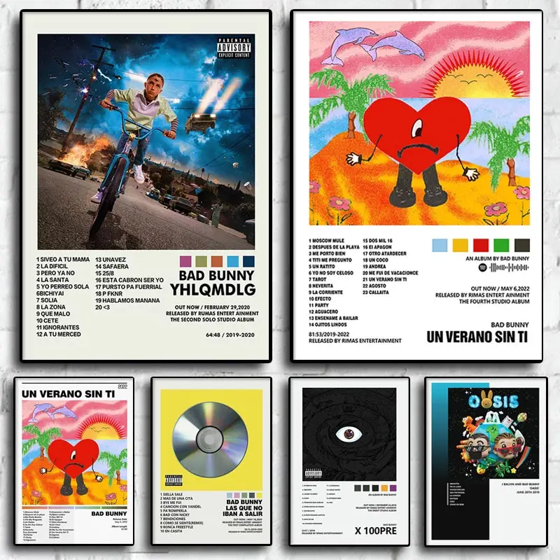 

Bad Bunny Un Verano Sin Ti Tracklist Music Album Hip Hop Painting Wall Art Canvas Poster Prints Picture Living Room Home Decor