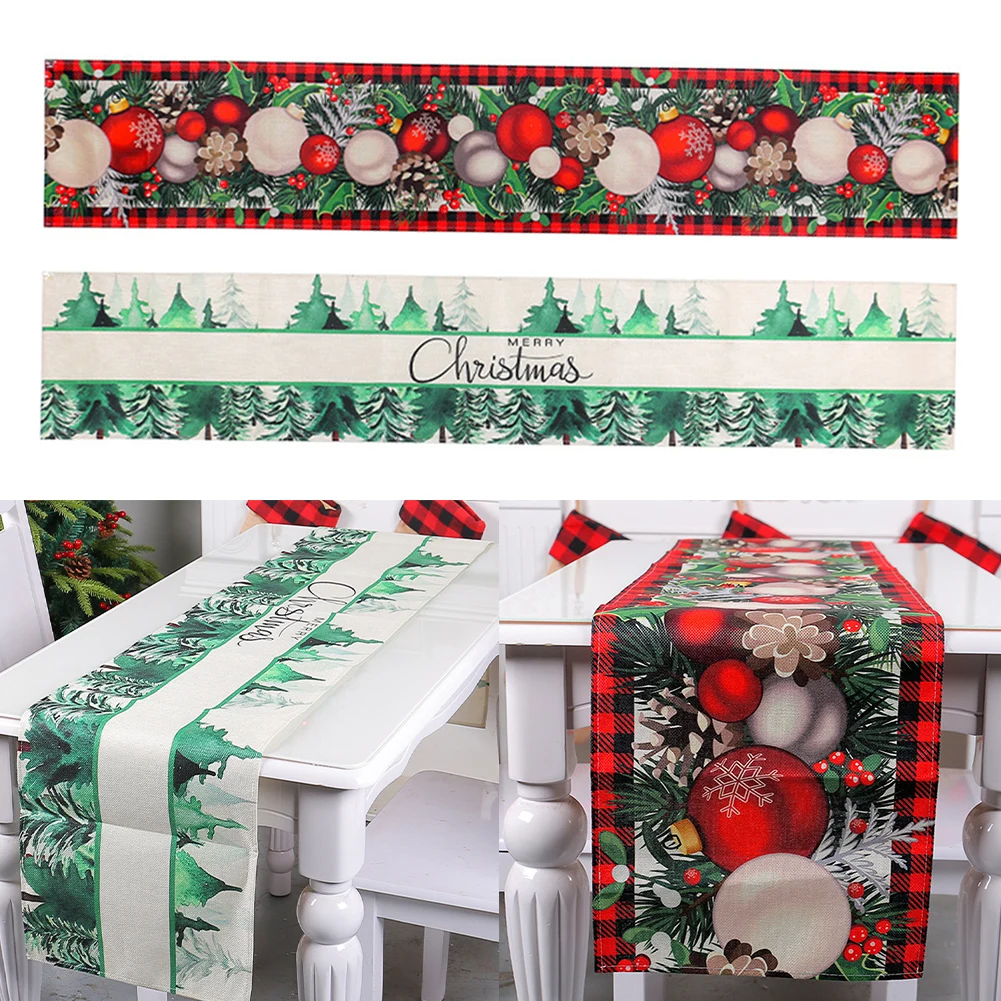 Рождественская дорожка для стола зеленый эльф руки елка шар принт сезонный