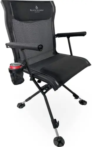 

Sierra Nitro Pro XL 360 Degree Silent Swivel Hunt Chair, for Hunting and Fishing, Padded Folding Chair Supports 300 Lbs, with Ar