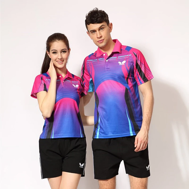 

New Quick Drying Table Tennis Clothes Men Women Shirt T-shirt With Logo Printing Badminton Uniforms Lapel Short Sleeves -40