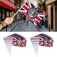 12 pieces union jack handheld flag 2022 queen platinumm jubilee banner decoration british national day home garden decor