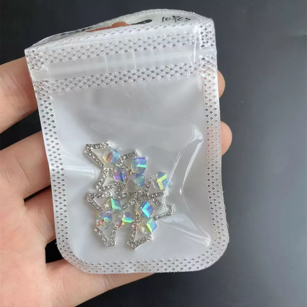 

10pcs 3D Alloy Nail Art Charms Crystal Rhinestone AB/Colorful Hexagon/Drop Royal Diamonds Stone Jewelry Luxury Nail Supply #JE37