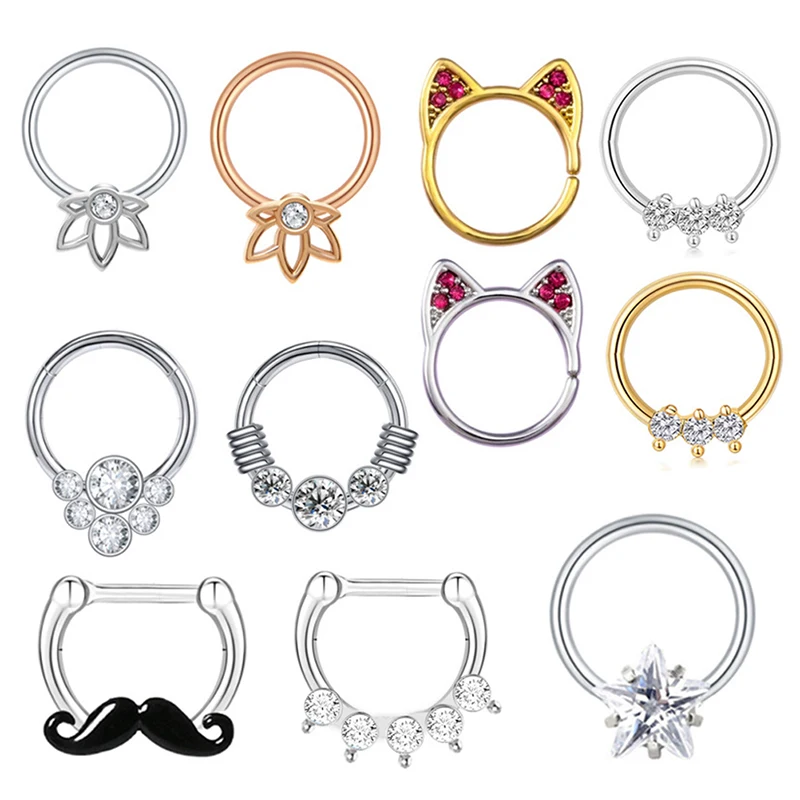 

Stainless Steel Nose Clip Diamond Inlay Nose Piercing Septum Piercing Tiny Nose Hoop Nostril Rings Nose Ring Goth Body Jewelry