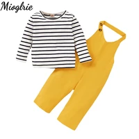 kids girl casual set long sleeve striped top suspender trousers 2pcs suit children girl fashion spring clothing outfit set