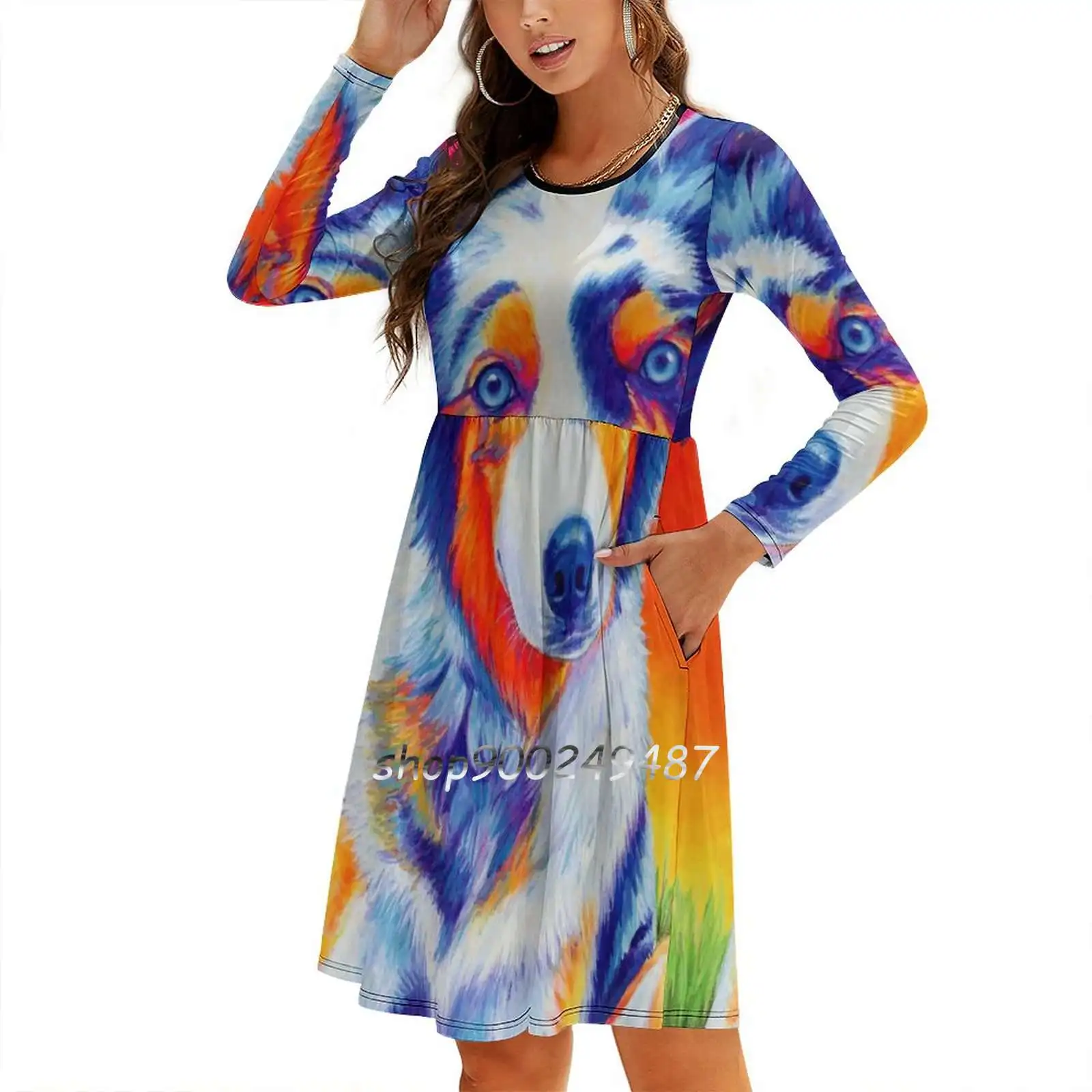 Lexi The Blue Merle платья для щенков австралийской овчарки женщин трапециевидной формы