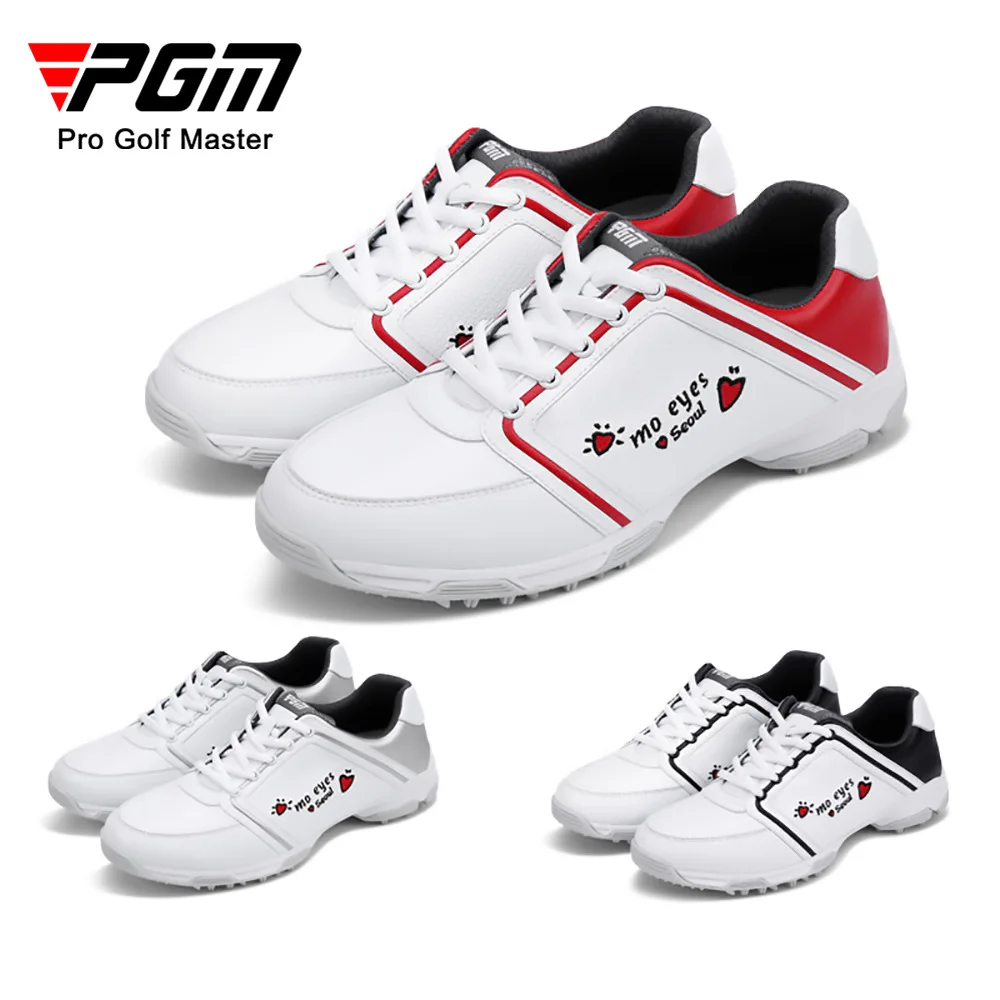 PGM Waterproof Golf Shoes Women Outdoor Spikes Golf Sneakers Ladies Anti-Slip Sport Golfing Shoes Embroidery Style Footwear