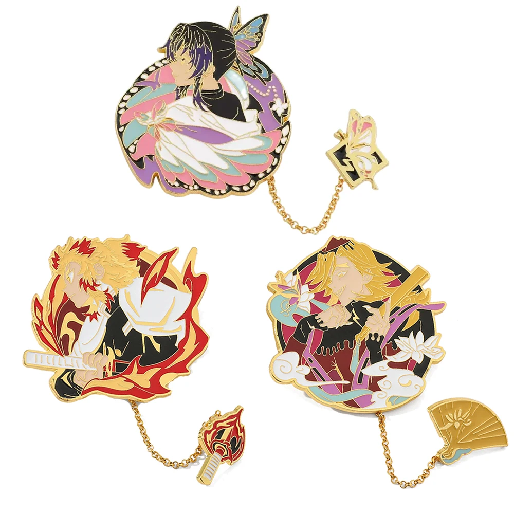 

Anime Demon Slayer Lapel Pins for Backpacks Enamel Pin Women's Brooch Lapel Pins Badges Japanese Manga Jewelry Collections