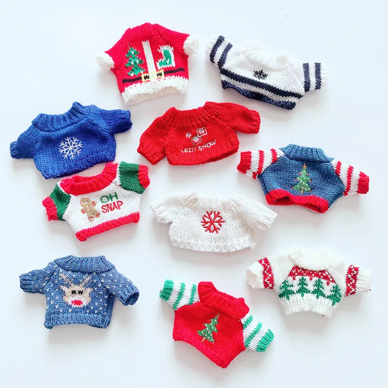 

10 types 20cm PP cotton Replaceable clothes Doll Knitted sweater Sean Xiao Clothes Children's Christmas toys gifts