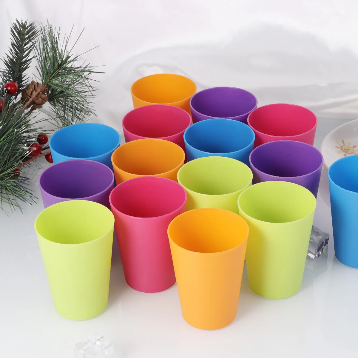 

cups small kids cup toddler drinking lid dishwasher safe- 15pcs Cups Colorful Reusable Water Cups Drinking Cup Party Supplies