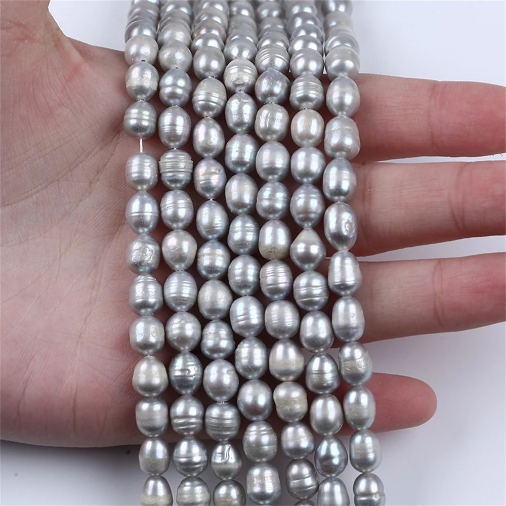 Factory Price Dyed Grey 6-7mm Rice Shape Freshwater Loose Pear Stands For Women Jewelry Making |