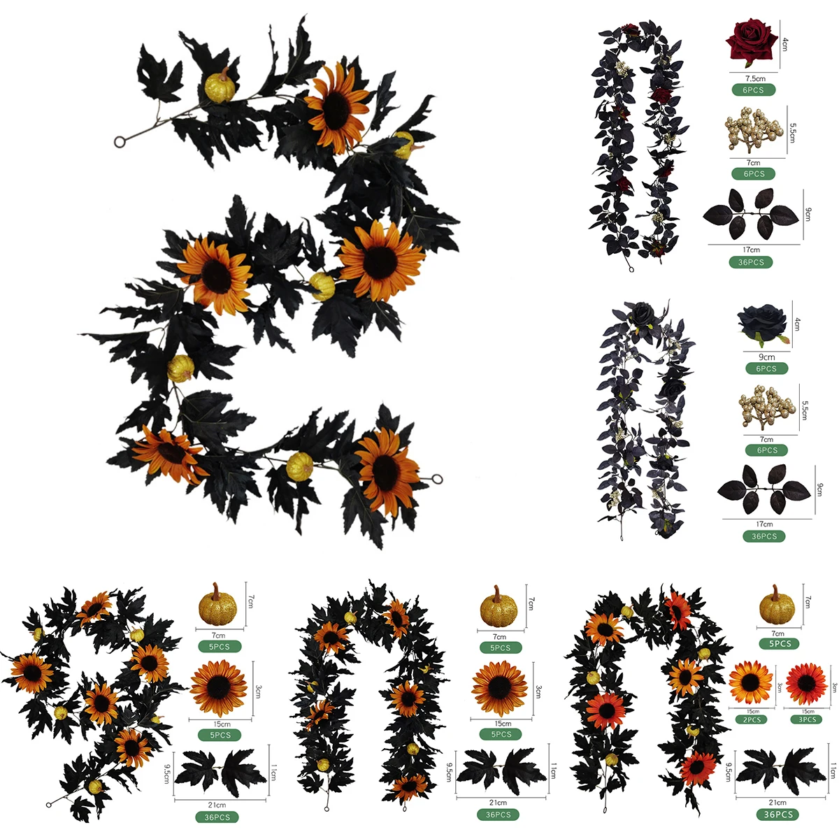 

LuanQI 1,8 м шелковая ткань Хэллоуин Роза клен листья ротанга черная оранжевая тыква виноград искусственный сад для вечевечерние НКИ DIY Декор