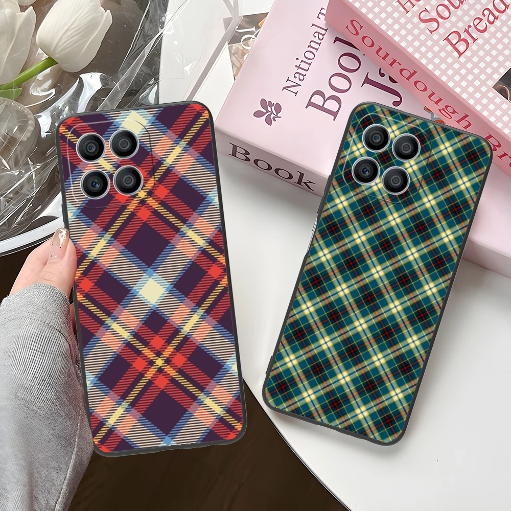 Lattice Grid Texture Mobile Cell Phone Case for Huawei Honor 90 80 70 60 50 30 20 10 9 8 7 Pro S SE Lite 5G Black Cover Shell