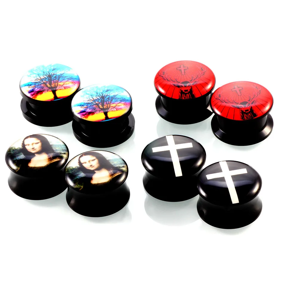 

1Pair Acrylic Ear Plugs Tunnels Mona Lisa's Smile Ear Piercings Earring Gauges Ear Expander Stretcher Body Piercing Jewelry