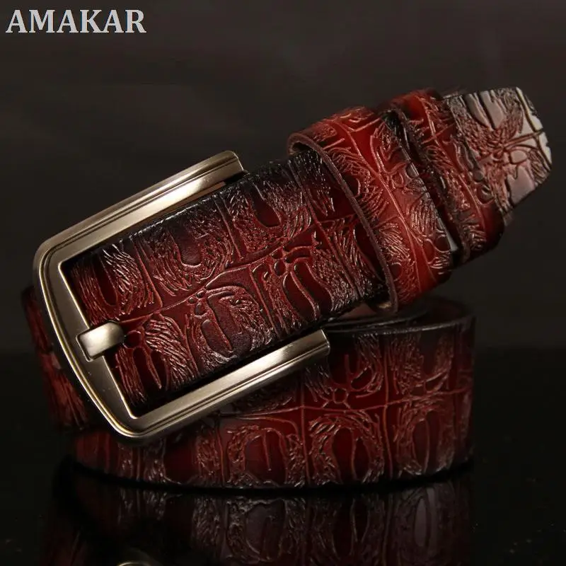

Ремень мужской из натуральной кожи, дизайнерский пояс с пряжкой из крокодиловой кожи