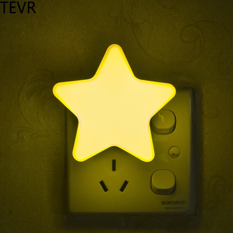 

LED Plug-in Night Light Light Sensor Controlled EU US Plug LED Night Lights Star Shaped Lamp Take Good Care Children Sleep