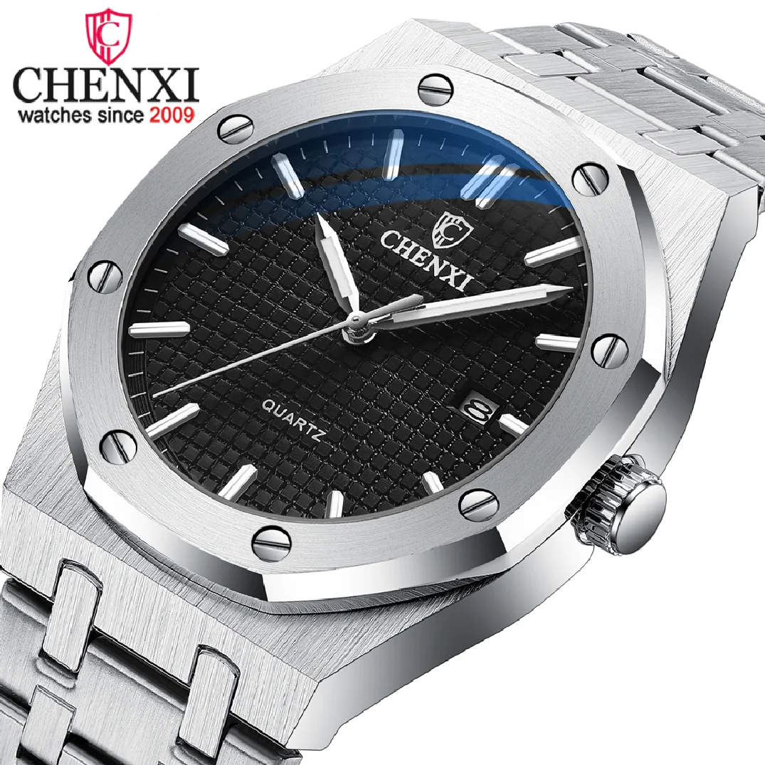 

Мужские часы CHENXI, роскошные брендовые автоматические часы с датой, водонепроницаемые светящиеся мужские наручные часы, кварцевые спортивные часы из нержавеющей стали