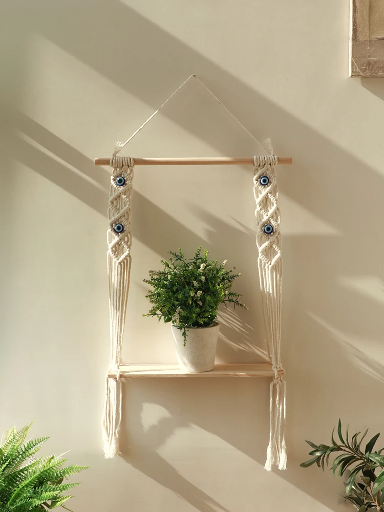 Плавающая настенная полка сглаза с палочками макраме украшение для дома в стиле