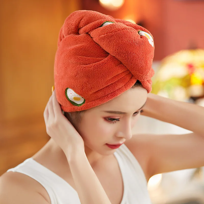 

Cute Embroidered Hair Drying Cap Female Super Absorbent Hair Towel Quick Drying Shower Cap Children Wipe Hair Thickened Towel