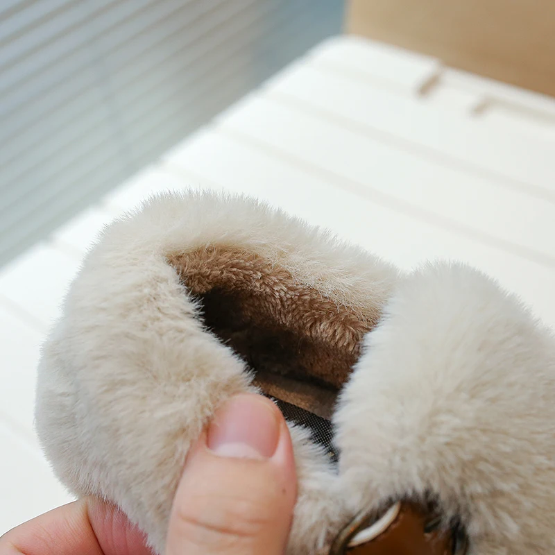 Детская теплая хлопковая обувь зимняя новая для мальчиков и девочек с плоским