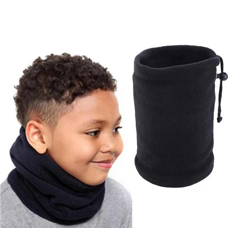 

Adjustable Drawstring Neck Warmer Scarves For Children Solid Color Climbing Riding Windproof Scarves Winter Outdoor Accessories