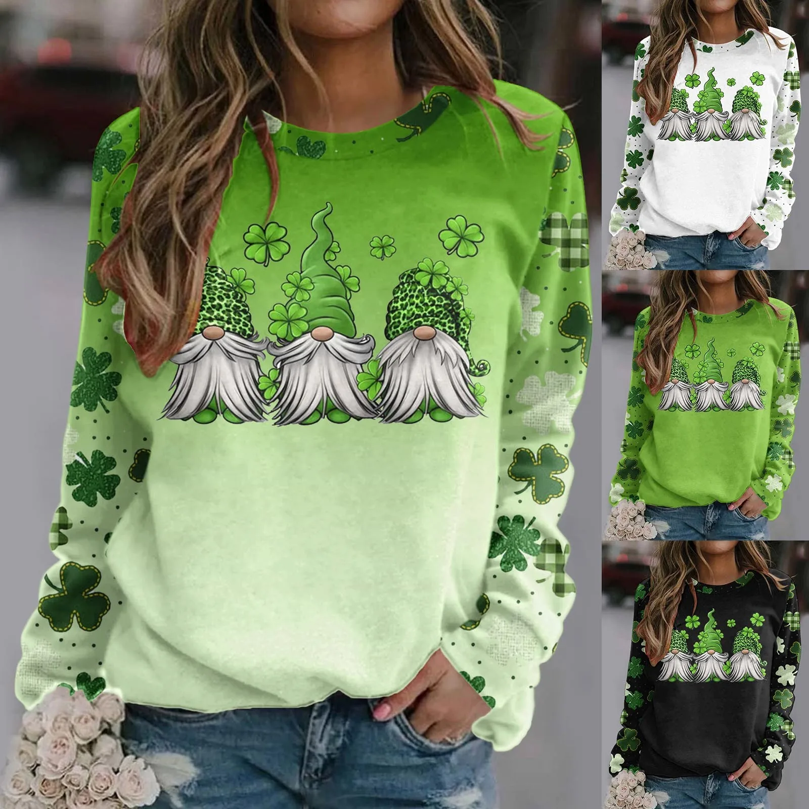 

Женский тренировочный пуловер Топ Блузка для женщин s St paфокусы день печати О-образный вырез укороченные свитшоты Женские Шорты наряды