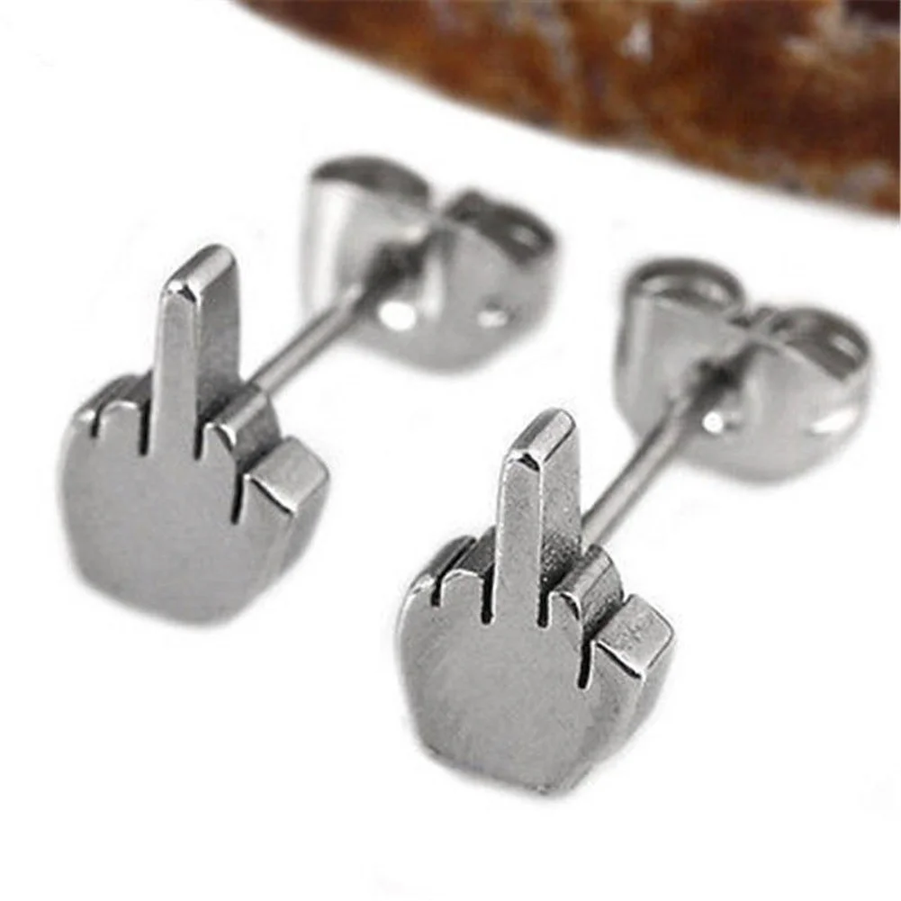 

Delysia King 1pair New Design Unisex Black Stainless Steel Stud Earring Trendy Originality Jewellery