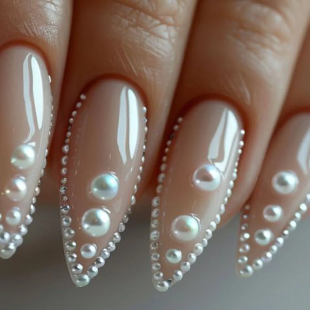 1 коробка жемчужины с плоской задней стороной рандомный дизайн ногтей разные