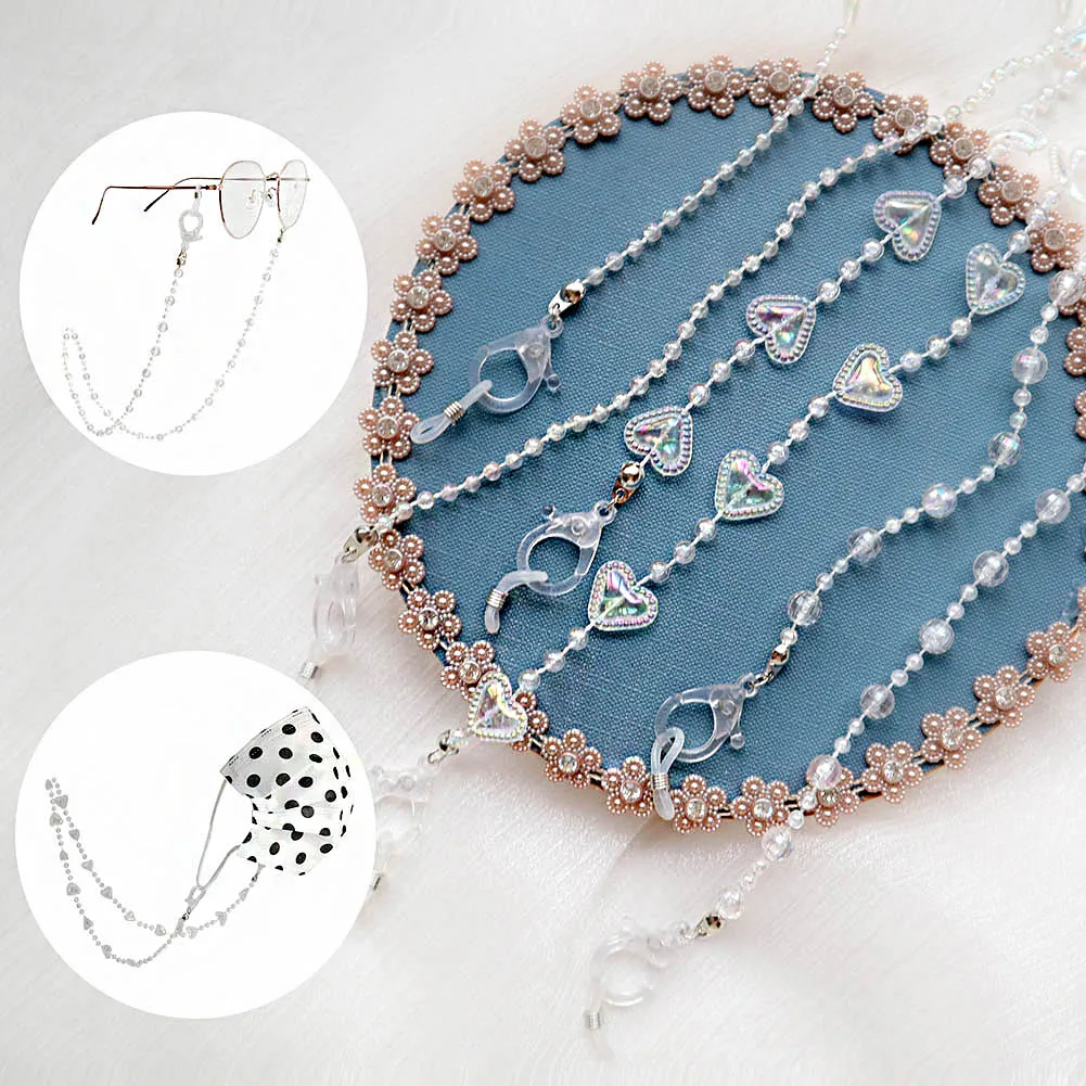 

Fashion Glasses Chain For Women Boho Ball Beaded Mask Chain Heart Charm Sunglass Lanyard Holder Neck Cord Eyewear Jewelry Gift