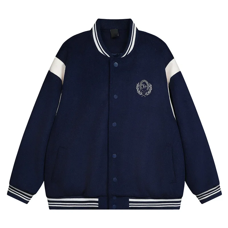 Qinglin Мужская винтажная бейсбольная куртка в американском стиле с вышивкой