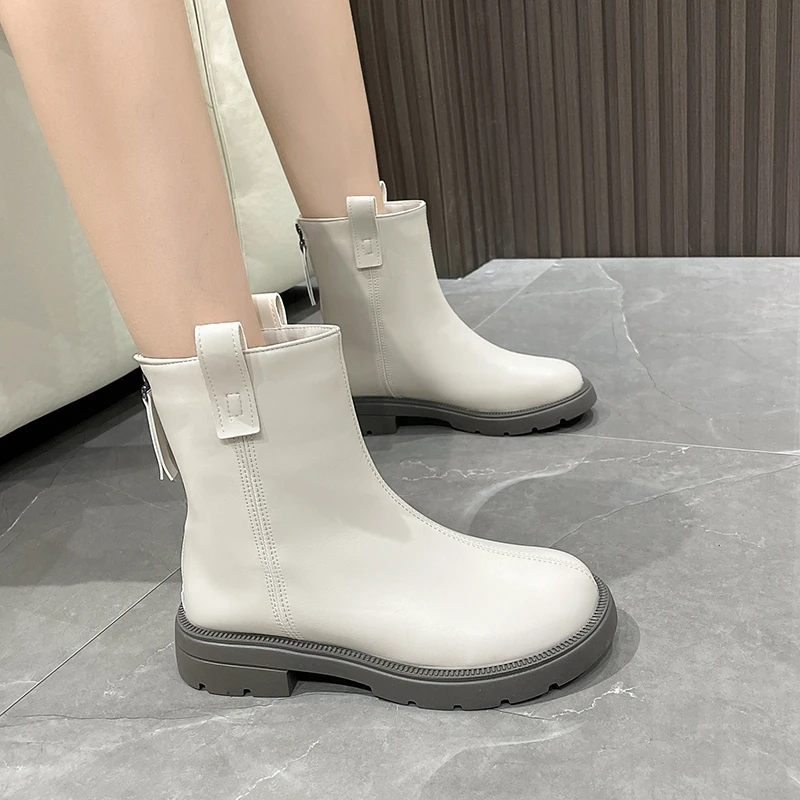 

Back Zipper Women Boots 2022 Fashionable Round Head Short Boots Women Casual Comfortable Solid Color Boots Women Women Shoes