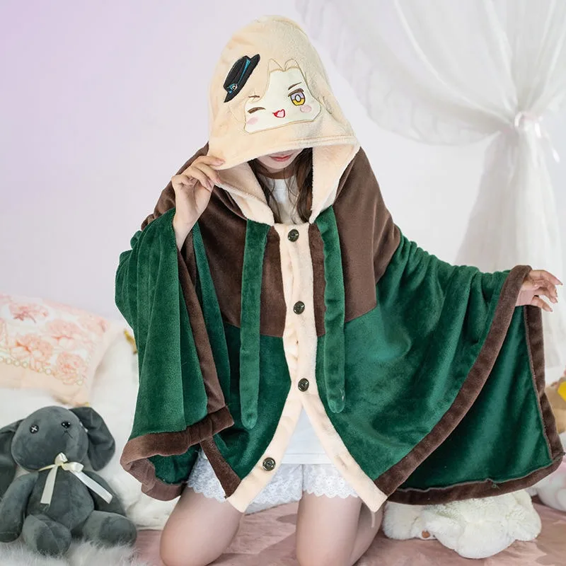 Фото Honkai: Star Rail Robin Feixiao Firefly Aventurine плащ для косплея Genshin Impact Furina теплая шаль с капюшоном в стиле аниме носимая накидка в подарок №4