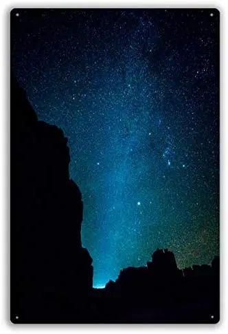 

Personalized Custom Metal Sign Milky Way The Starry Sky Over The Mountains Near By Courthouse In The Vintage Metal Sign