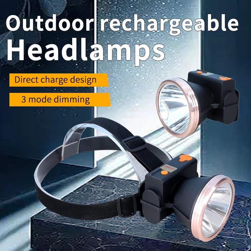 LED Rechargeable night fishing Lithium headlight 3 mode dimming outdoor light
