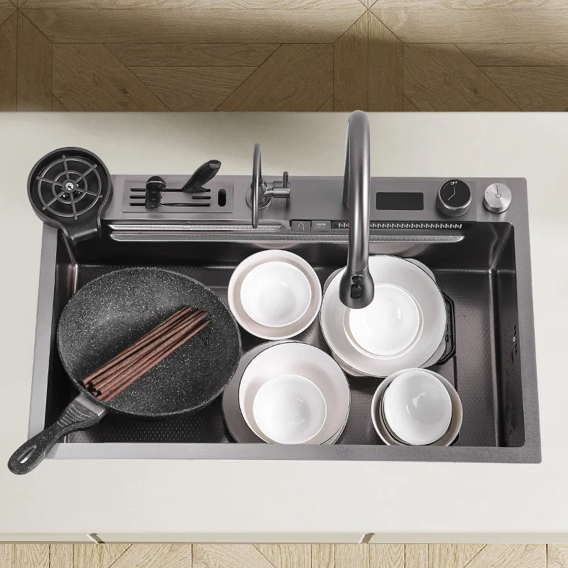 Оптовая продажа кухонная раковина Летающий дождь с держателем для ножей из