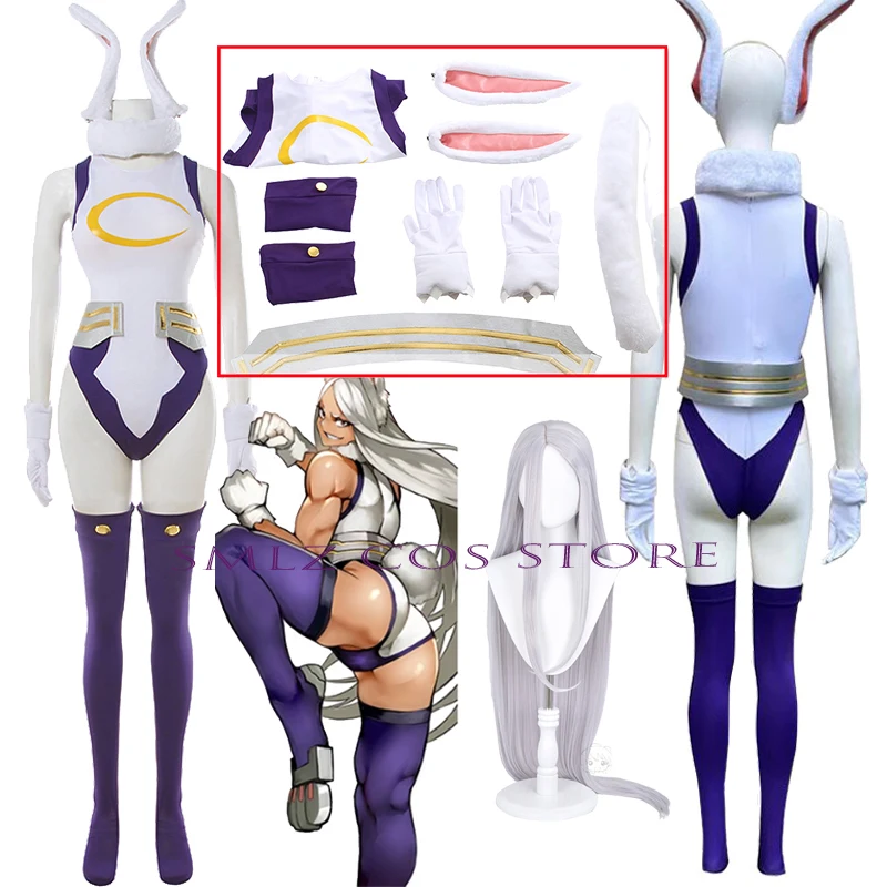 

Miruko Cosplay Anime My Hero Academia Costume Uniform Rabbit Girl Sexy Jumpsuits Wig Halloween Carnival Party Outfit for Women