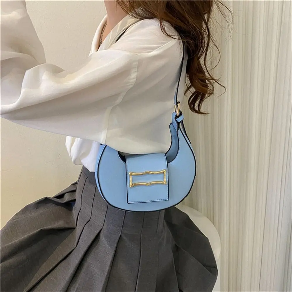 

Women Girls Casual Hasp Simple Solid Metal Buckle Shoulder Bag Tote Bags Handbag