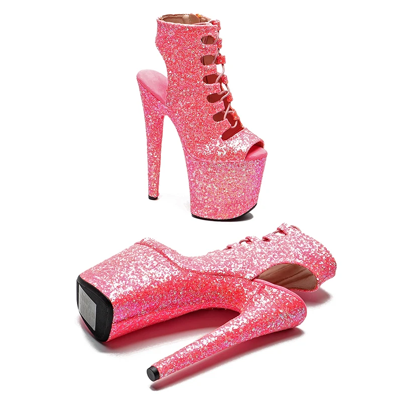 Leecabe 20CM/8Inches shine New Boots Nightclub Stage Fashion Club Stage Performance High Heel Bottom Boots 2B