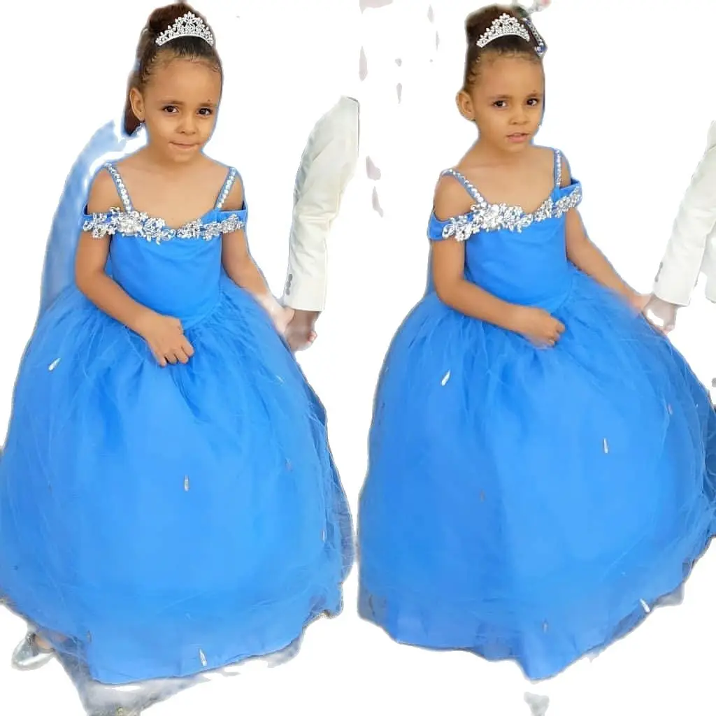 

Adorable Ball Gown Toddler Girls Pageant Dresses Lace Applique Beads Flower Girl Dress Tulle First Communion Gowns