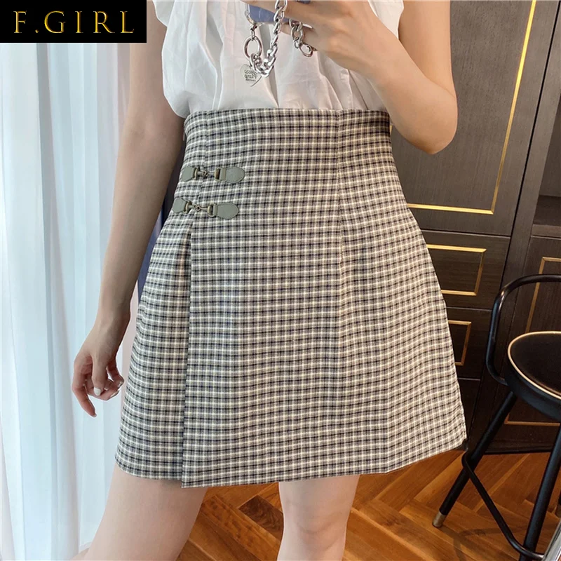 

Юбка женская клетчатая трапециевидная с завышенной талией, на пуговицах