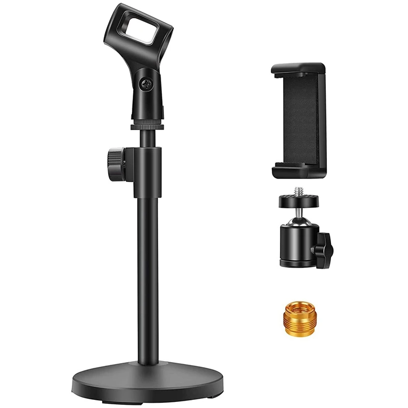 

Новый Настольный держатель микрофона, держатель микрофона для записи с регулируемым держателем для телефона от 3/8 до 5/8 дюймов