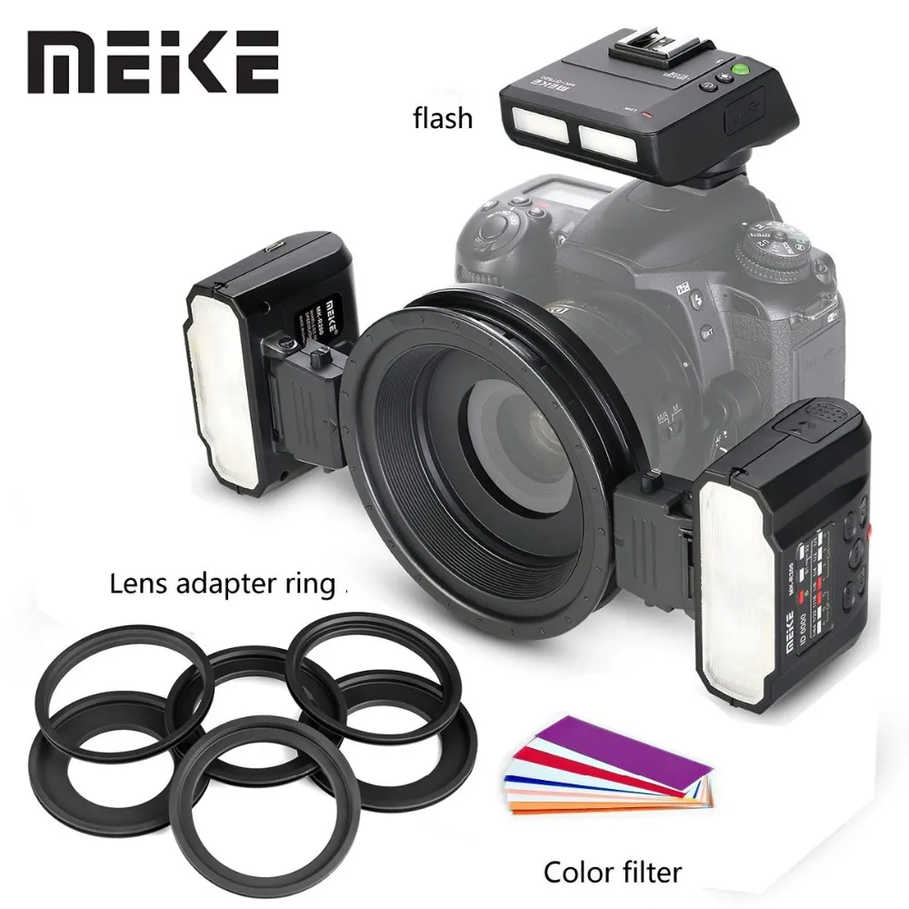 

Meike MK-MT24 Macro Twin Lite Speedlite TTL LED Macro Flash for Canon Nikon Sony A9 A7 III A7RIII MI Hot Shoe Mount Camera