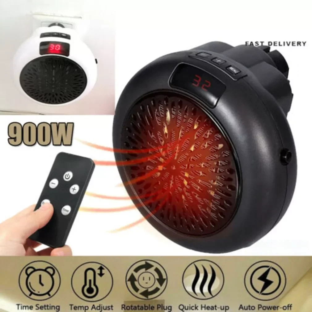 

900W Electric Heater Mini Fan Heater Desktop Household Wall Handy Heating Stove Radiator Warmer Machine for Winter